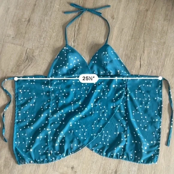 Handmade Y2K Beach Mermaid Fairycore Babydoll Halter Vest Top - Teal - Size S - Picture 8 of 9